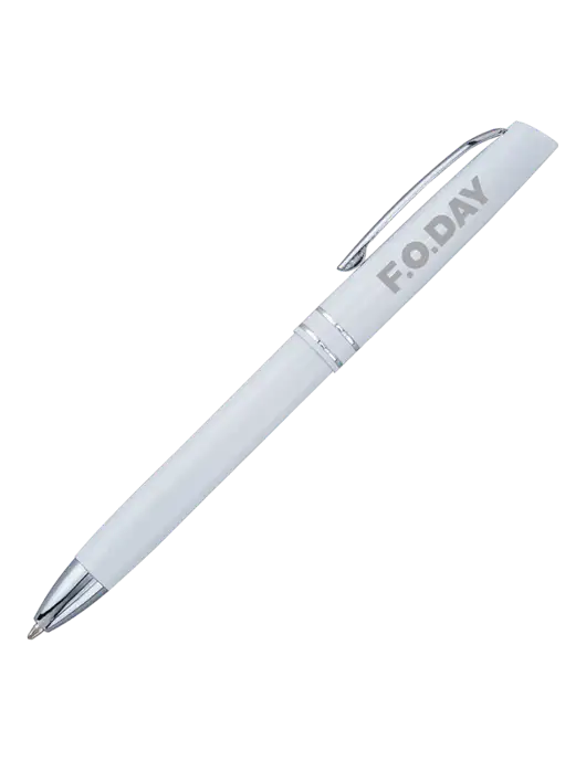 White Anguilla Black Ink Pen w/F.O.Day Logo