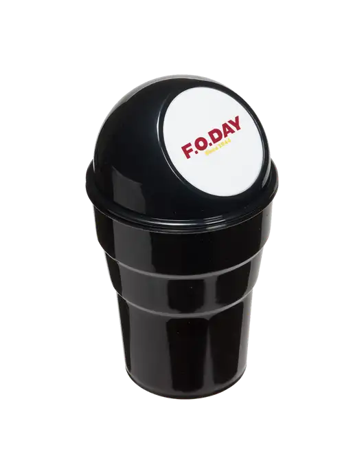 Black Car Cup Holder Trash Can w/F.O.Day Logo