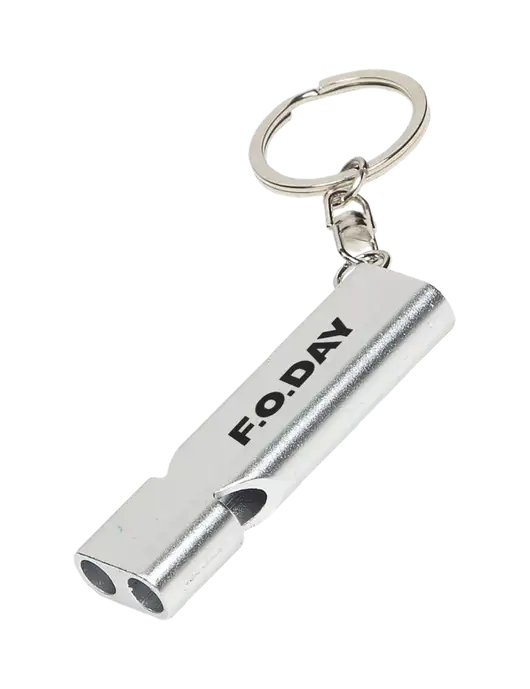 Quick Alert Silver Safety Whistle w/F.O.Day Logo