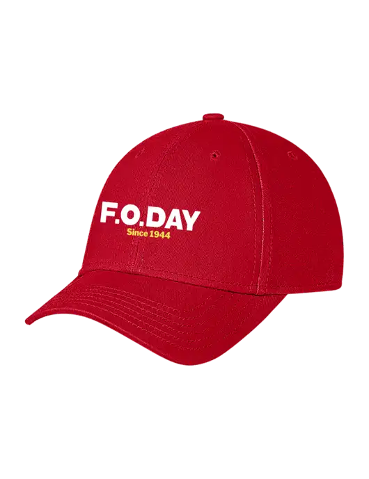 Red Structured Soft Snap Closure Hook & Loop Cap w/F.O.Day Logo