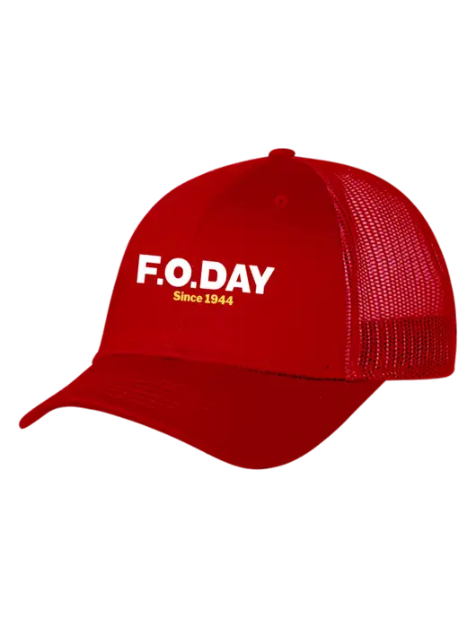 Red Mesh Trucker Cap Snap Back w/F.O.Day Logo