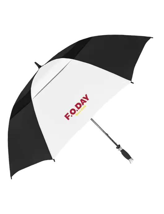 Black/White Vented Typhoon Tamer Golf Umbrella w/F.O.Day Logo
