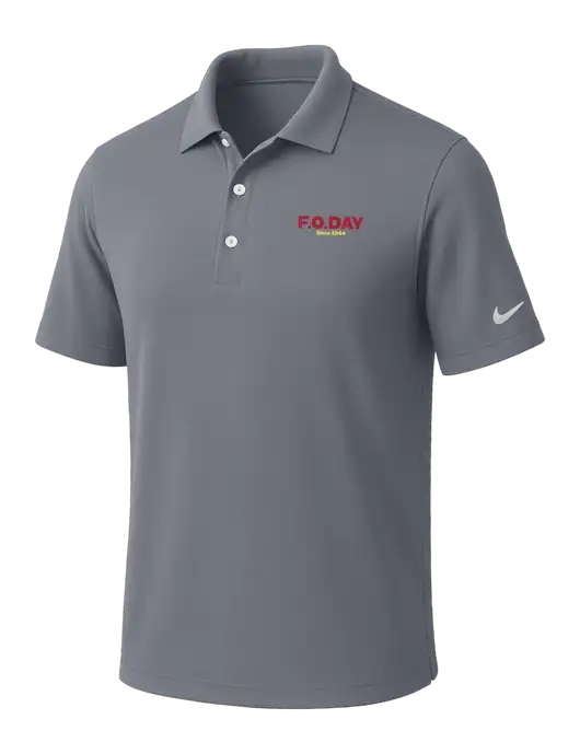 NIKE Medium Grey Dri-Fit Micro Pique Polo w/F.O.Day Logo