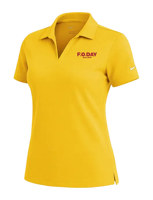 NIKE Yellow Gold Womens Dri-Fit Micro Pique Polo w/F.O.Day Logo