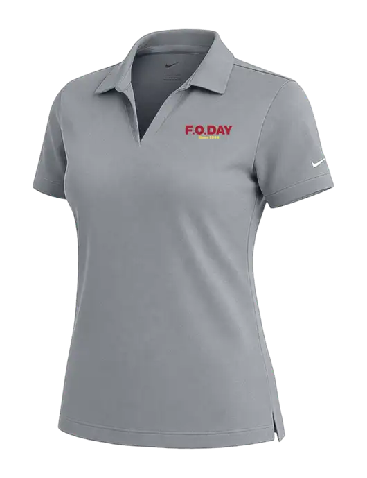 NIKE Medium Grey Womens Dri-Fit Micro Pique Polo w/F.O.Day Logo