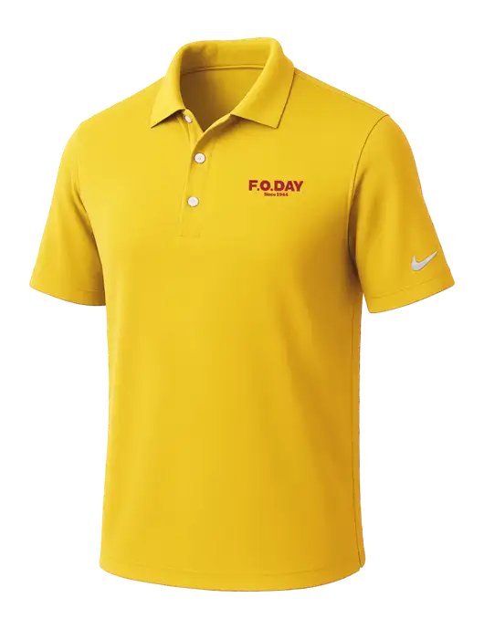 NIKE Yellow Gold Dri-Fit Micro Pique 2.0 Polo
 w/F.O.Day Logo