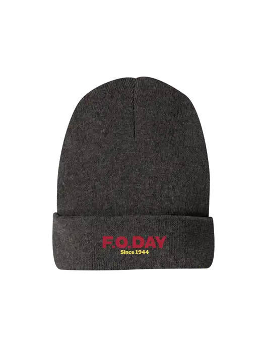 Recycled Charcoal Heather Beanie w/F.O.Day Logo