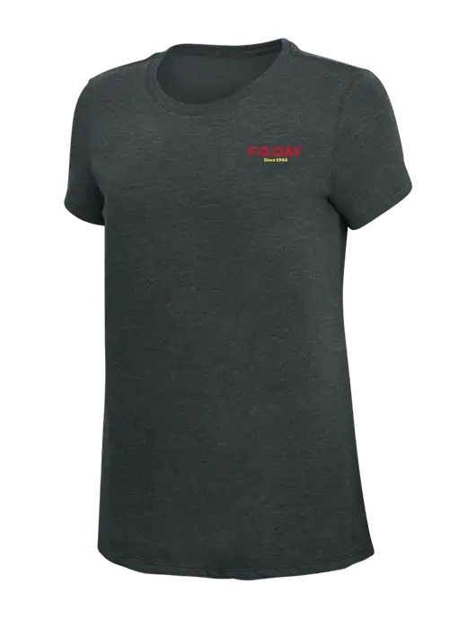 Womens Simply Soft Black Frost 4.5oz Poly/Combed Ring Spun Cotton T-Shirt w/F.O.Day Logo
