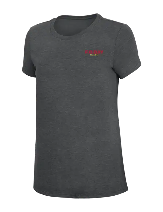 Womens Simply Soft Charcoal 4.5oz Poly/Combed Ring Spun Cotton T-Shirt w/F.O.Day Logo