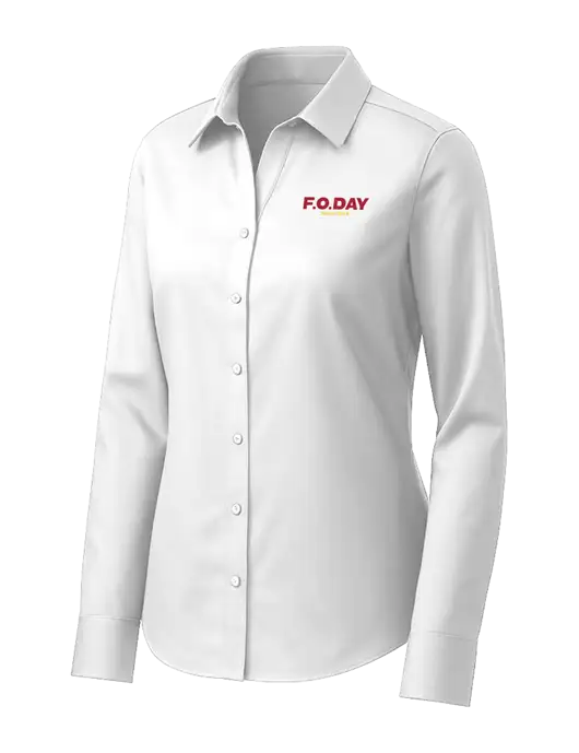 Brooks Brothers Womens White Wrinkle-Free Stretch Pinpoint Shirt w/F.O.Day Logo