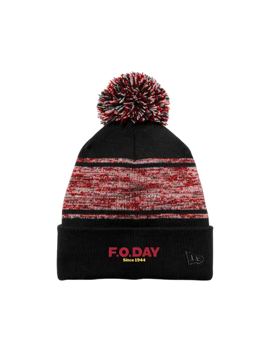 New Era Black/Red Knit Chilled Pom Beanie w/F.O.Day Logo