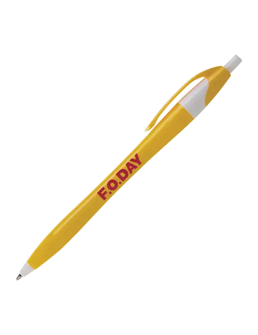 Novella Yellow/White Breeze Pen - Blue Ink w/F.O.Day Logo