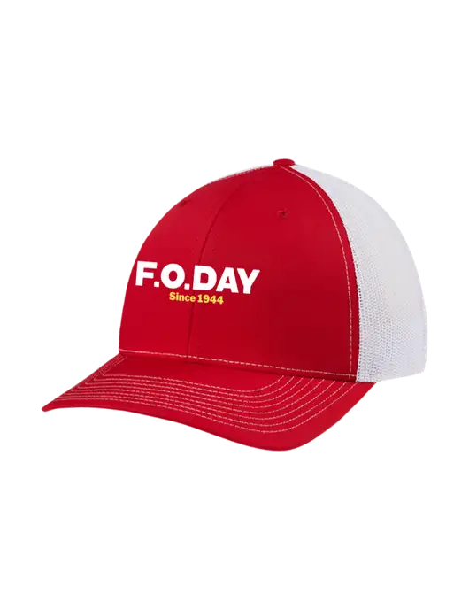 Richardson Adjustable Snapback Original 112 Trucker Cap Red w/White Mesh w/F.O.Day Logo