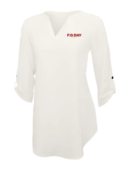 Ivory Womens 3/4 Sleeve Tunic Blouse w/F.O.Day Logo