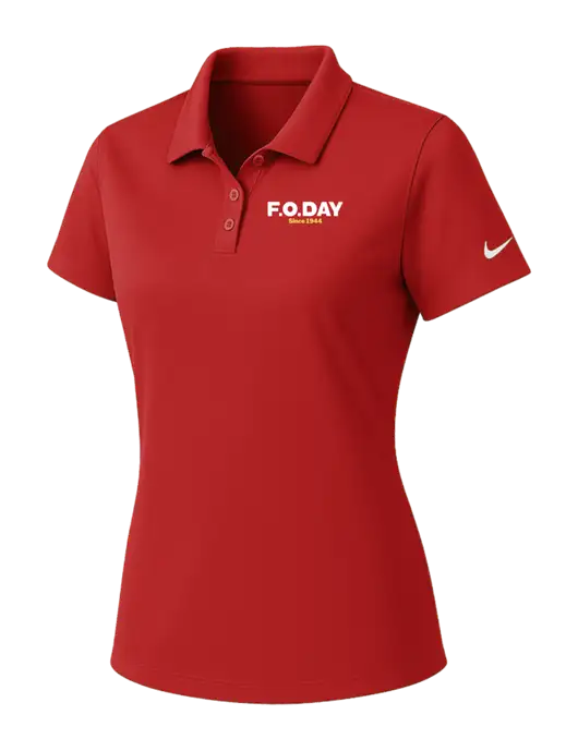 Nike Womens Red Dry Essential Solid Polo w/F.O.Day Logo