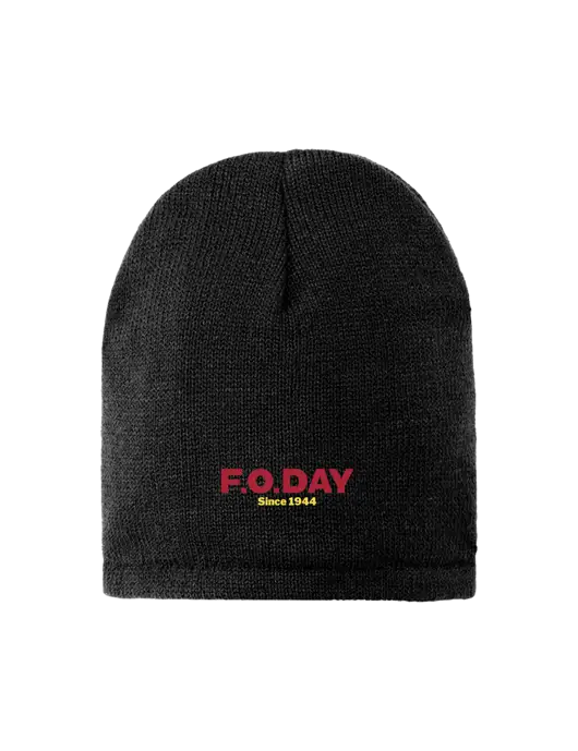 Black Fleece-Lined Beanie Cap w/F.O.Day Logo