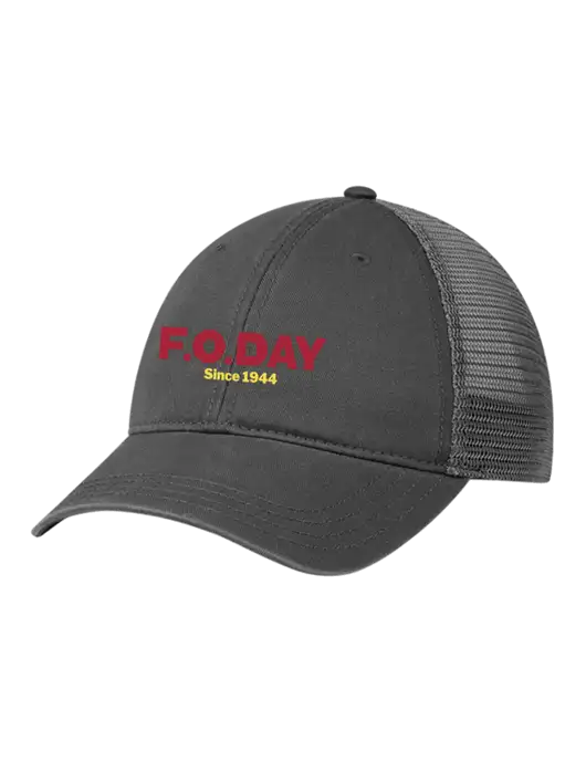 Richardson 111 Garment Washed Trucker Cap Charcoal w/Charcoal Mesh w/F.O.Day Logo