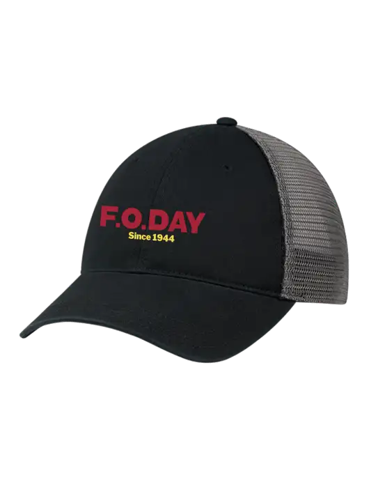 Richardson 111 Garment Washed Trucker Cap Black w/Charcoal Mesh w/F.O.Day Logo