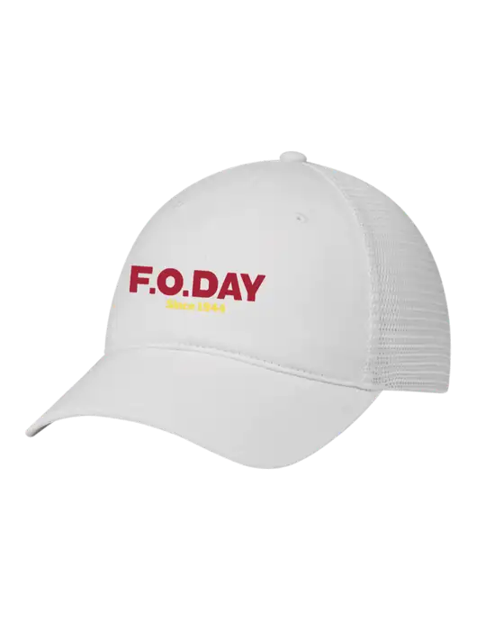 Richardson 111 Garment Washed Trucker Cap White w/White Mesh w/F.O.Day Logo