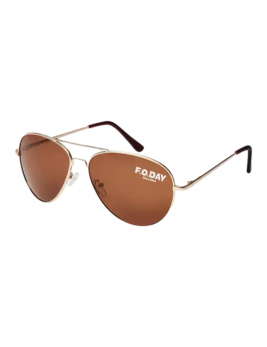 Aviator Coffee Brown with Gold Sunglasses  w/F.O.Day Logo