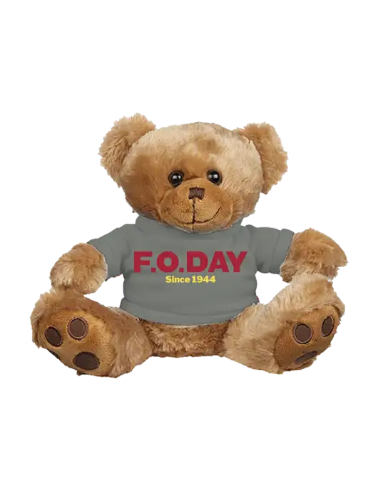 8 1/2 Cuddly Brown Bear With Heather Grey T-Shirt w/F.O.Day Logo