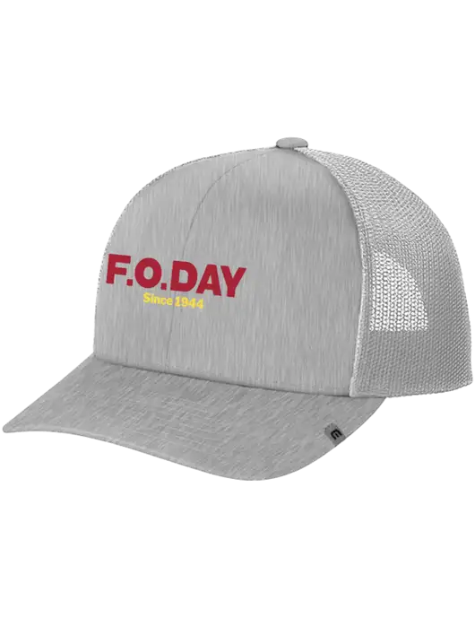 TravisMathew Light Medium Grey Heather Cruz Trucker Cap w/F.O.Day Logo