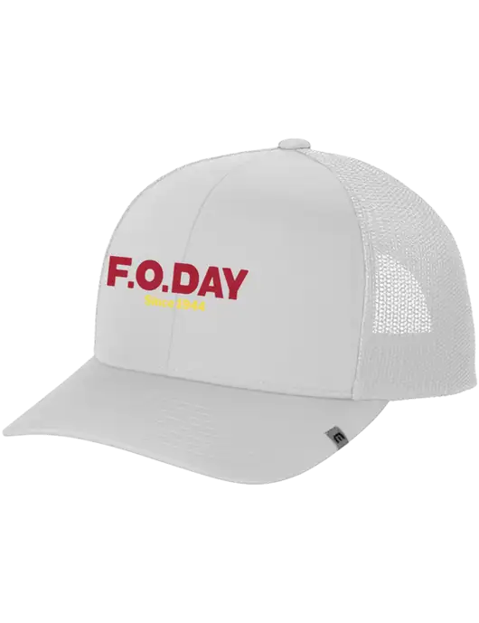 TravisMathew White Cruz Trucker Cap w/F.O.Day Logo