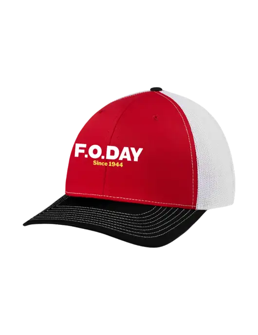 Richardson Adjustable Snapback Original 112 Trucker Cap Black/Red/White Mesh w/F.O.Day Logo