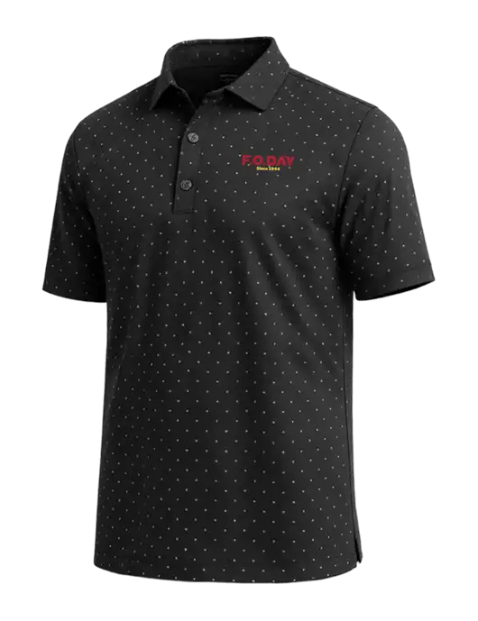 Callaway Micro Chev Black Print Polo w/F.O.Day Logo