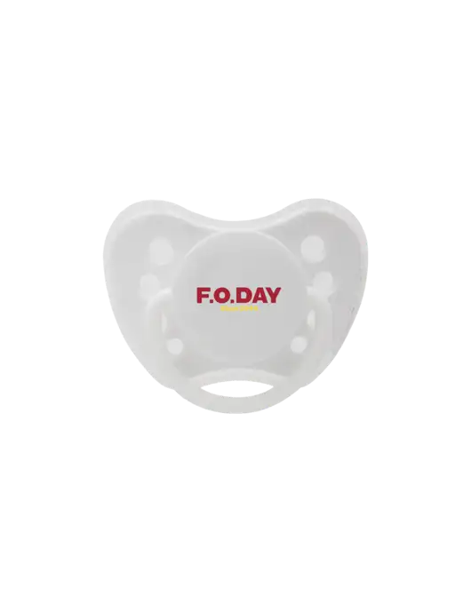 Silicone White Pacifier with Clear Cover w/F.O.Day Logo