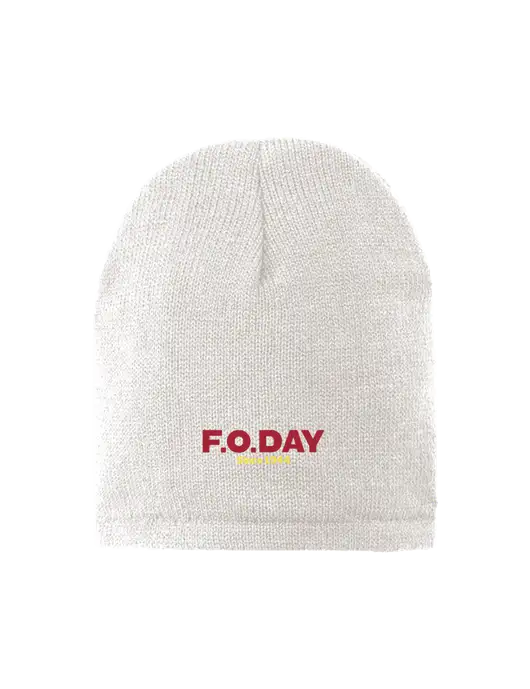 White Fleece-Lined Beanie Cap w/F.O.Day Logo