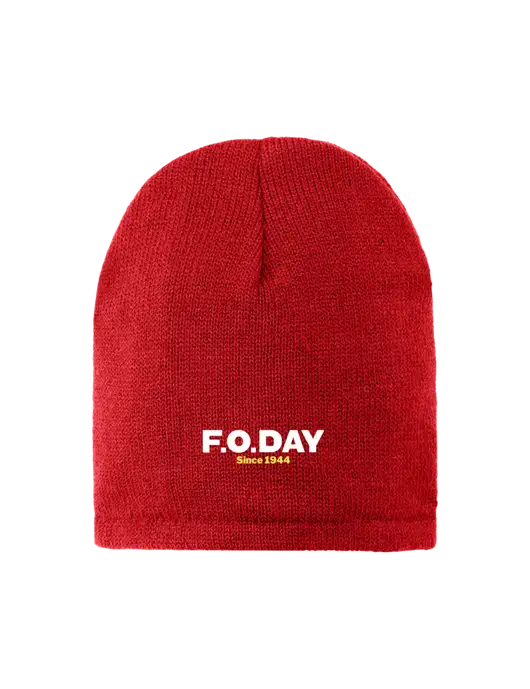 Red Fleece-Lined Beanie Cap w/F.O.Day Logo