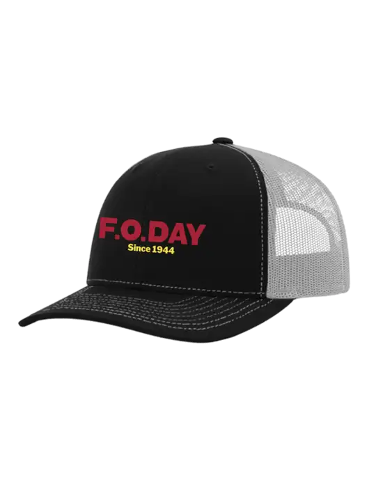 Richardson Adjustable Snapback Original 112 Trucker Cap Black w/White Mesh w/F.O.Day Logo