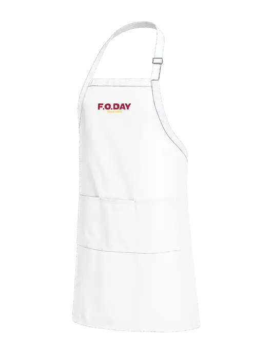 Easy Care Extra Long Bib White Apron with Stain Release w/F.O.Day Logo