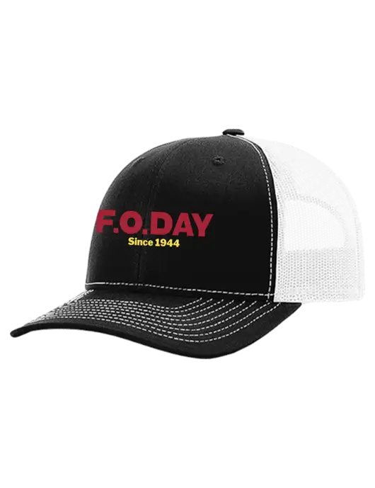 Richardson 112+ R-Flex Black Trucker Cap w/White Mesh w/F.O.Day Logo