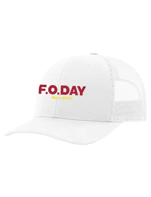 Richardson 112+ R-Flex White Trucker Cap w/White Mesh w/F.O.Day Logo