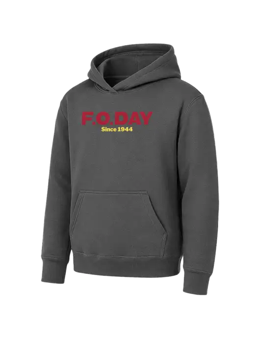 Youth Charcoal 7.8 oz Pullover Hooded Sweatshirt w/F.O.Day Logo