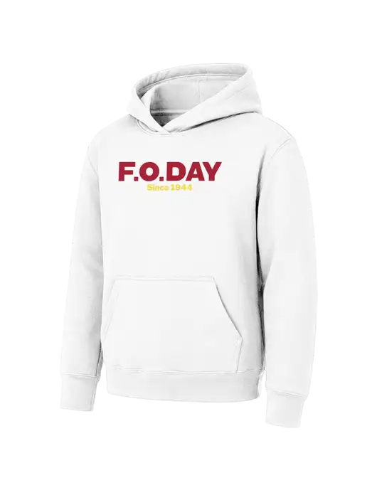 Youth White 7.8 oz Pullover Hooded Sweatshirt w/F.O.Day Logo