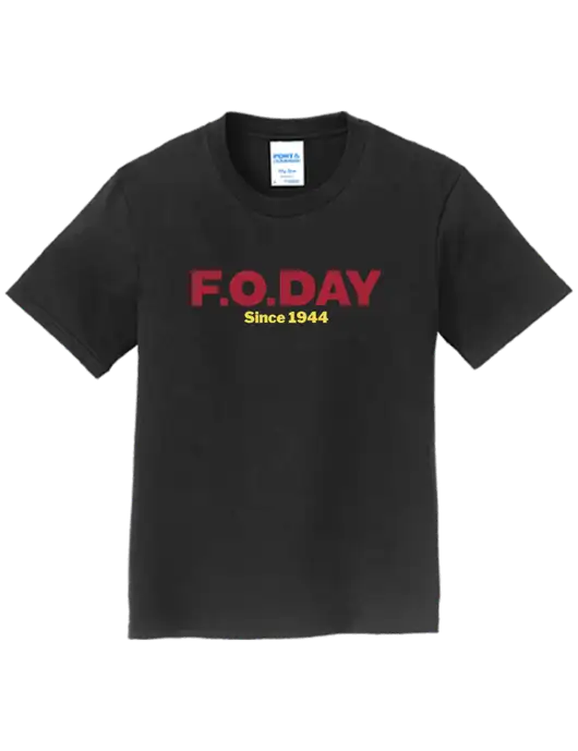 Youth Ring Spun Jet Black 4.5 oz T-Shirt w/F.O.Day Logo