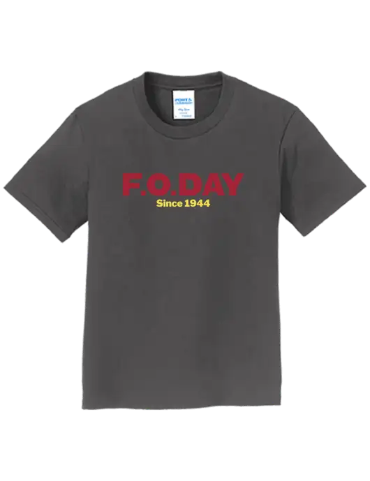 Youth Ring Spun Charcoal 4.5 oz T-Shirt w/F.O.Day Logo