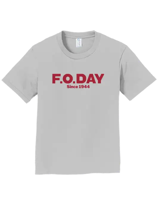 Youth Ring Spun Silver 4.5 oz T-Shirt w/F.O.Day Logo