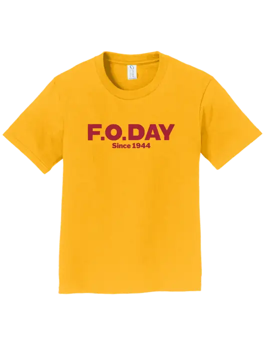 Youth Ring Spun Yellow Gold 4.5 oz T-Shirt w/F.O.Day Logo